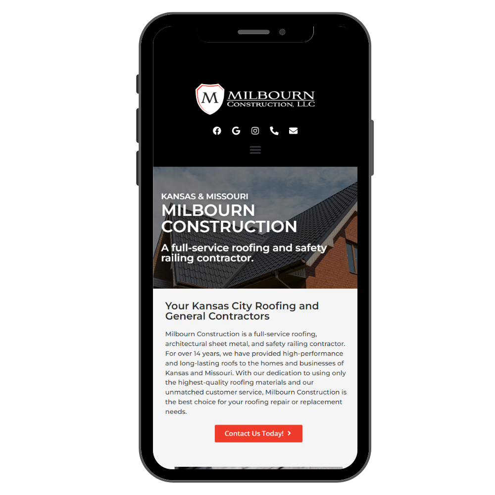 Agile Interactive - Our Work with Milbourn Construction - Mobile View